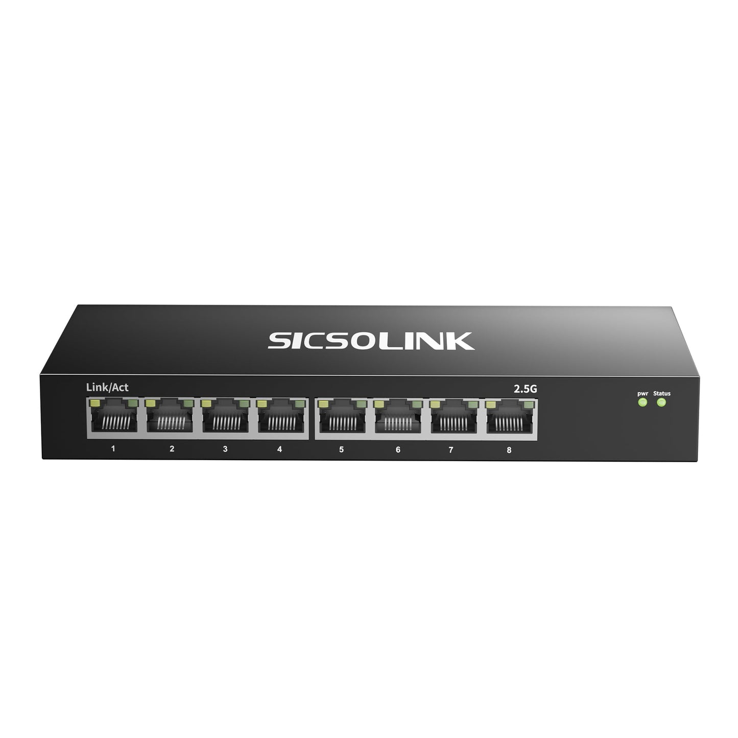 2.5Gb PoE+ Switch 10-Port Unmanaged with 8*2.5G Base-T PoE+ Ports, 2*10G SFP+ , IEEE802.3af/at , 80Gbps Switching Capacity, Metal, 2.5Gbe PoE Switch