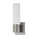 Nuvo 60/2934 Link Lighting Fixture, 1Lt Tube Wall Sconce , White Glass Brushed Nickel Finish