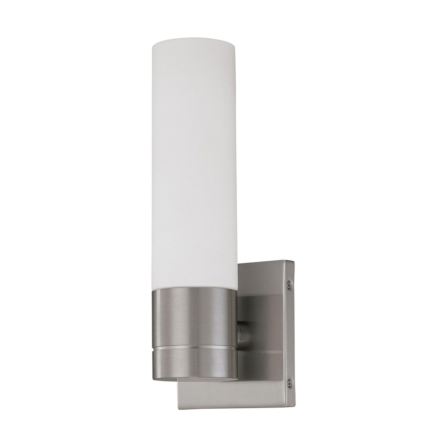 Nuvo 60/2934 Link Lighting Fixture, 1Lt Tube Wall Sconce , White Glass Brushed Nickel Finish