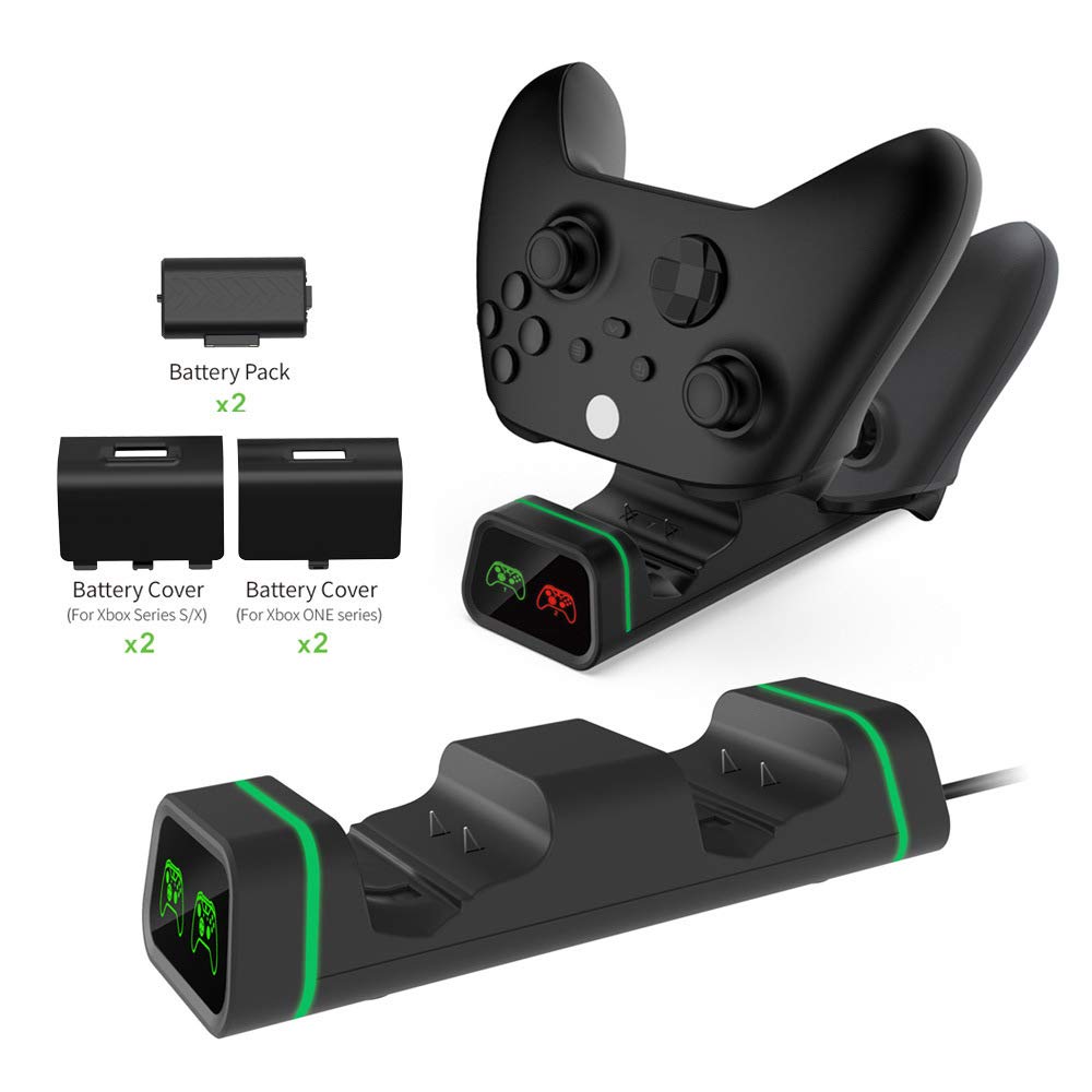 GAMFAMI Controller Charging Station for Xbox One, Controller Charger with 2 x 800mAh Rechargeable Battery Packs Compatible for Xbox One/One X/One
