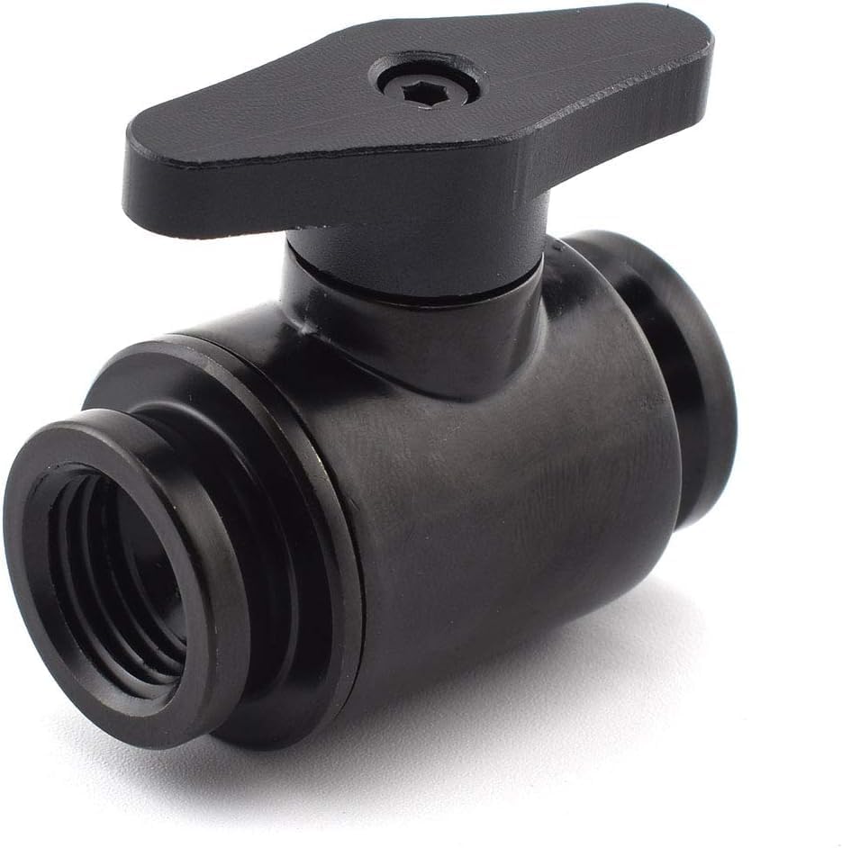 dracaena.io G1/4'' Internal Thread Water Cooling Valve, Brass Body Valve with Aluminium Handle, Pumping Fittings for PC, Shut Off Valve with Full