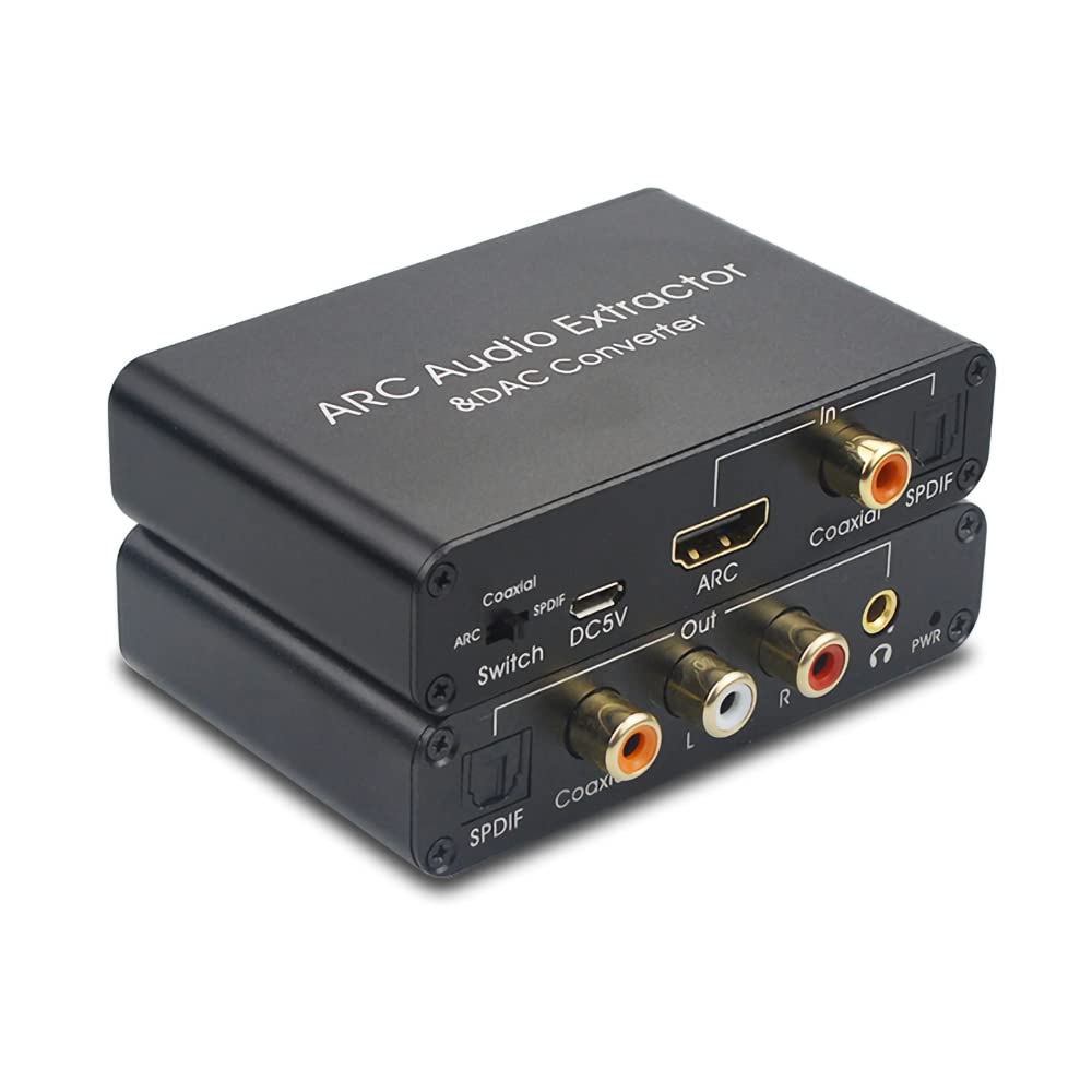 HDMI ARC Adapter 192KHz DAC Converter, Alanph ARC Audio Extractor Support Digital HDMI to Analog Stereo Audio RCA L/R Coaxial SPDIF & 3.5mm Jack