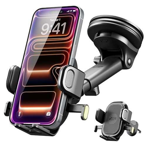 Bracketron Easy OneClick 3-in-1 Universal Car Phone Mount - Dashboard, Windshield & Air Vent Cell Phone Holder for Truck - Hands-Free Clamp, Heavy