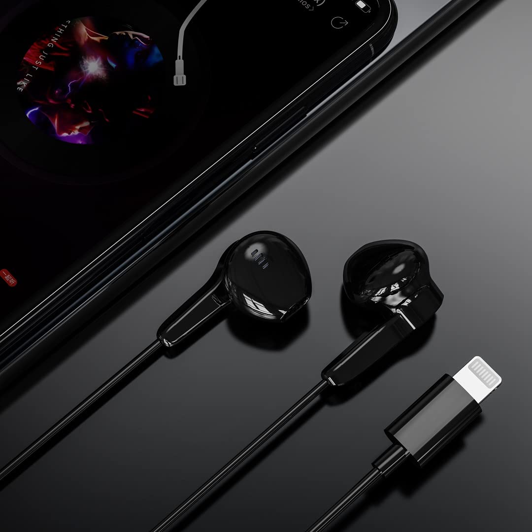 Earphones with Lightning Connector, MFi Certified Wired Earphones with Microphone and Volume Control, Compatible with iPhone 13/12/11 Pro Max/Xs