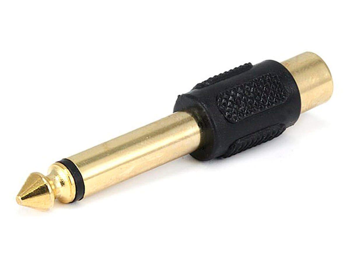 Monoprice 107149 6.35mm Mono Plug to RCA Jack Adaptor, Gold Plated