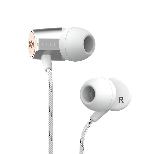 House of Marley Uplift 2.0 Noise Isolating in-Ear Headphones, 9 mm Driver, Microphone, 1 Button Control, Sustainable Materials, Various Ear Plug…