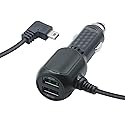 Dash Cam Mini USB Power Cable 11FT, Right Angle 90 Degree Mini USB with Dual USB Port Fast Power Supply, for 12V-24V Car and Truck Dash Cam, GPS