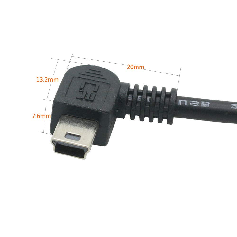 Tivid 1.64feet mini USB Right Angle USB A Male to Mini USB B 5Pin Male Charging Cable Adapter Left Angle Data Charge Sync Cable Mini USB Cable - A