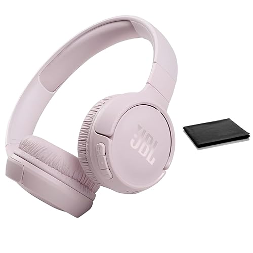 JBL Tune 510BT: Wireless Bluetooth On-Ear Headphones with Purebass Sound - with Cleaning Cloth (Rose, Standard), JBLT510BT-Black-Cloth