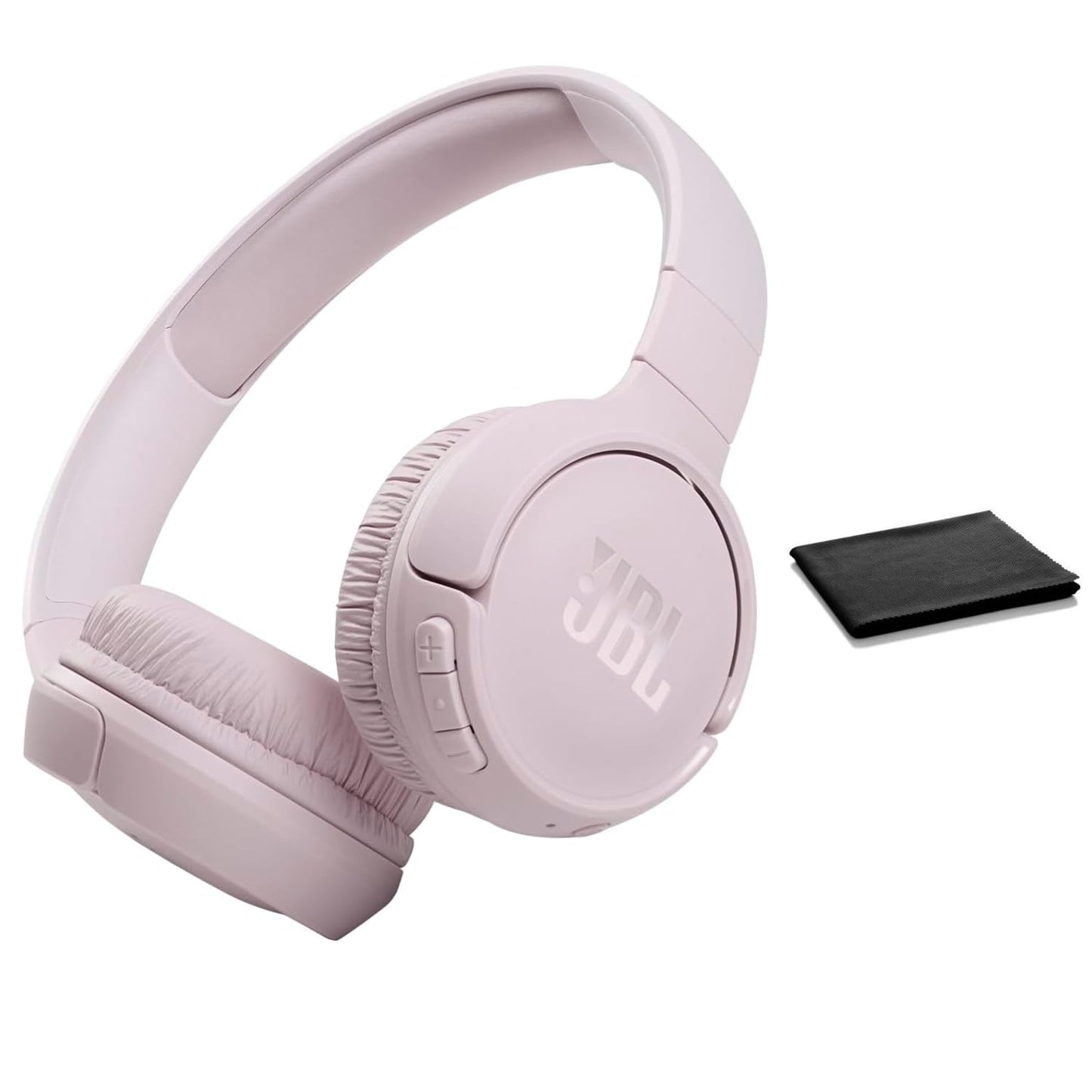 JBL Tune 510BT: Wireless Bluetooth On-Ear Headphones with Purebass Sound - with Cleaning Cloth (Rose, Standard), JBLT510BT-Black-Cloth