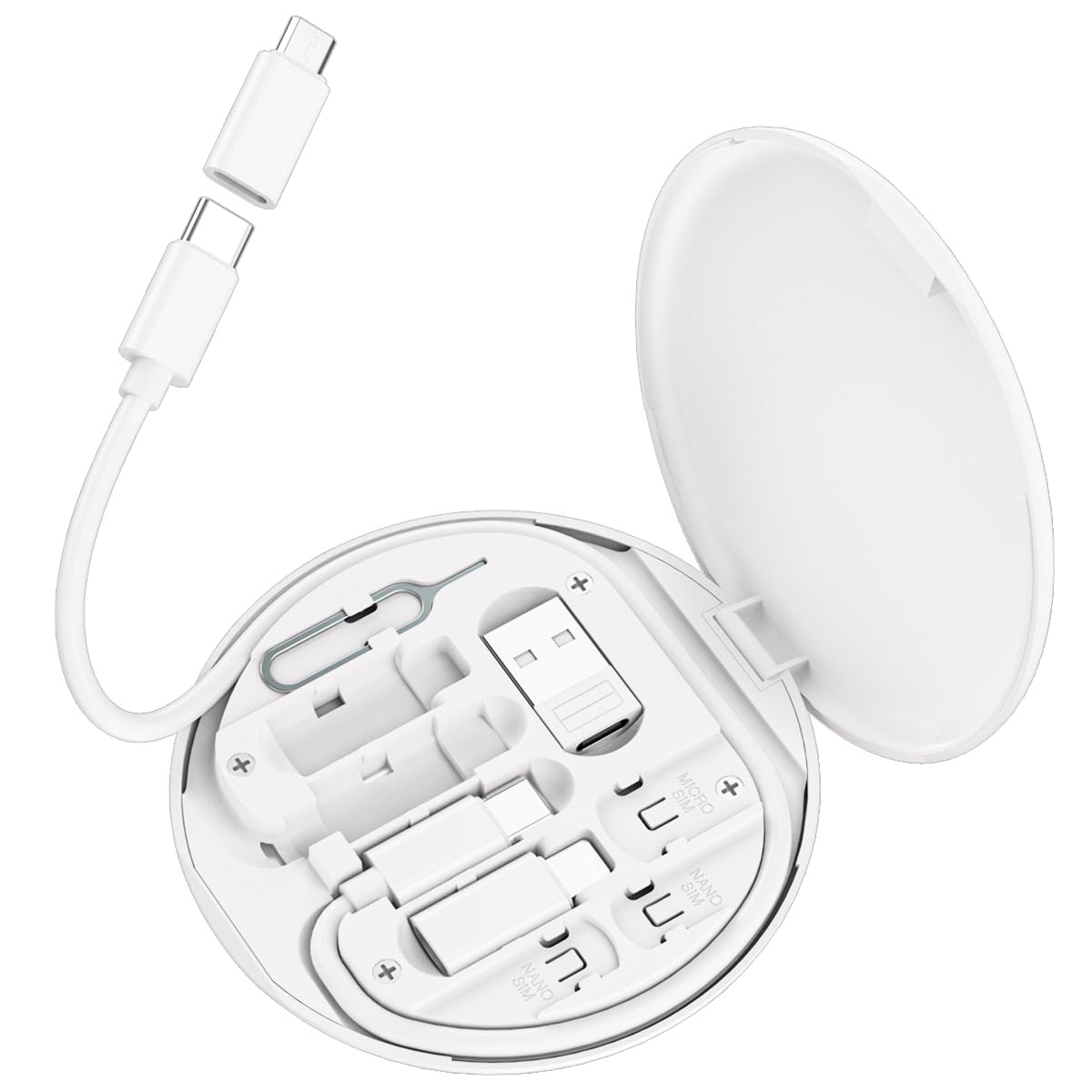 Multi USB Charging Adapter Cable Kit, USB C to iOS Device for Travel, Conversion Set USB A & Type C to Male Micro /Type C/iOS Device, Data Transfer