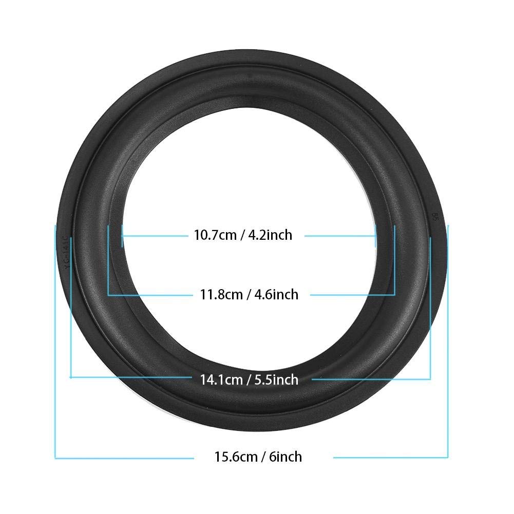 2pcs 6 inch / 156mm Perforated Rubber Speaker Foam Edge Surround Rings Replacement Parts for Speaker Repair or DIY (Black)