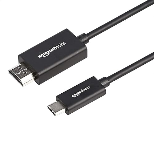 Amazon Basics Premium Aluminum USB-C (Source) to HDMI (Display) Cable Adapter (Thunderbolt 3 Compatible) 4K@60Hz, 6-Foot, Black