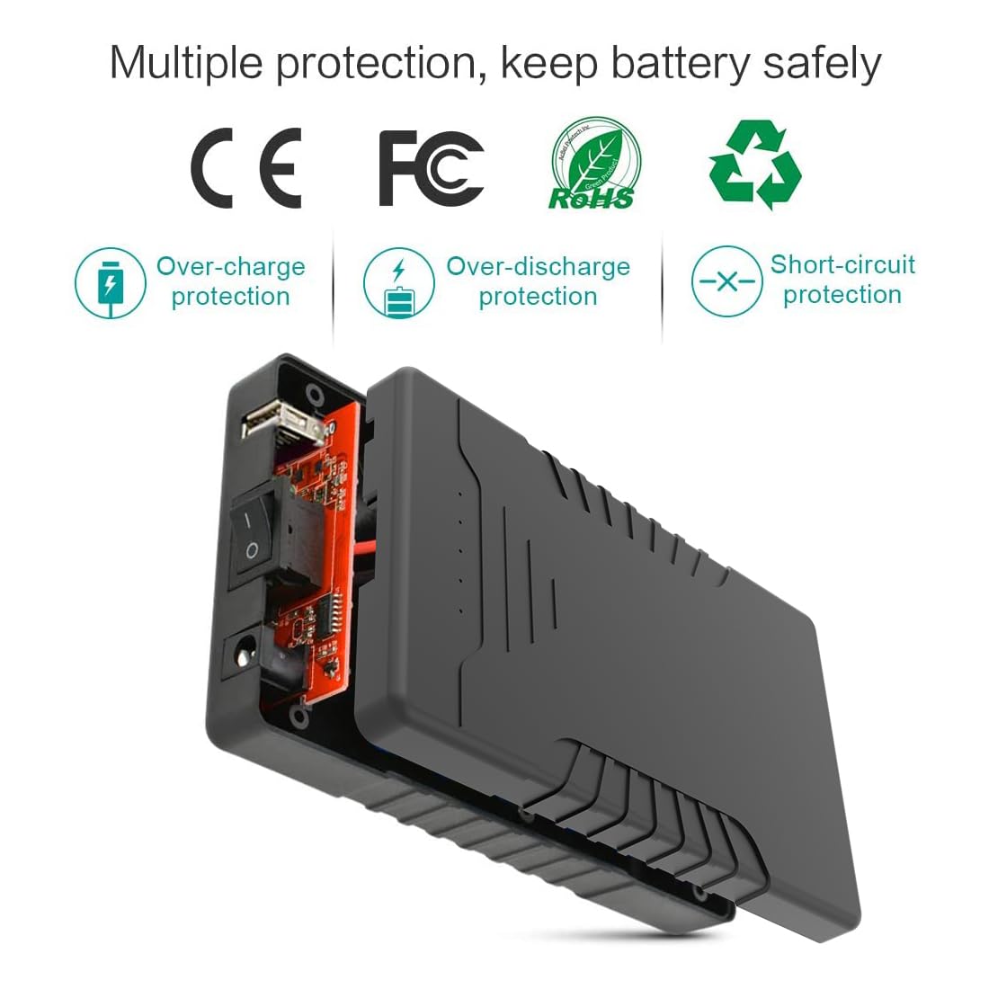 Talentcell Rechargeable 12V 6000mAh/5V 12000mAh DC Output Lithium ion Battery Pack for LED Strip/CCTV Camera/Telescope/Modem and More, Portable Li-ion