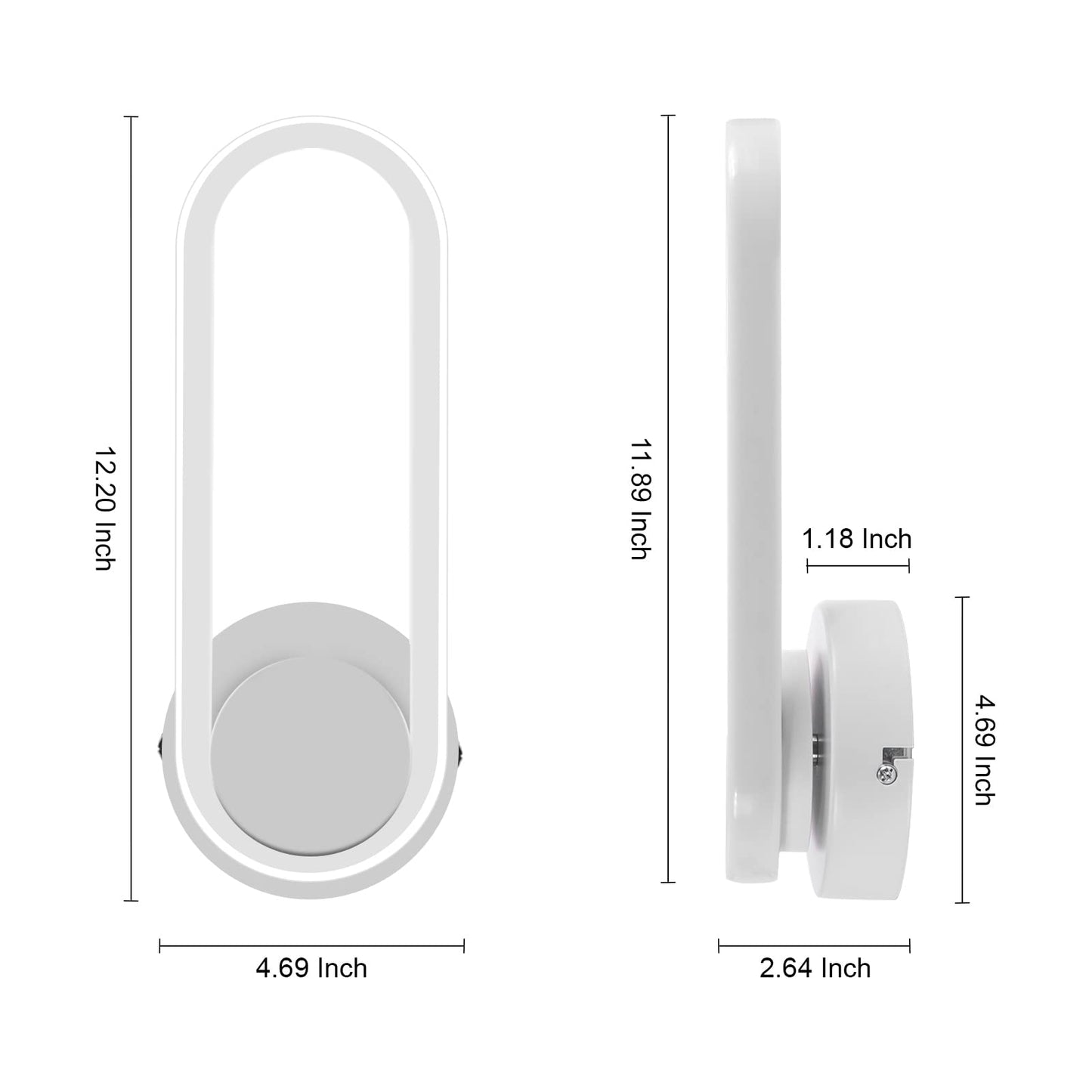 XEYOU 12W Modern Indoor Wall Sconce Rotatable 330° LED White Wall Light Fixtures for Bedroom Living Room Hotel Hallway Aisle Corridor, Cool White