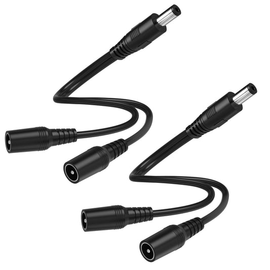 SIOCEN 2 Pack 1 Male to 2 Female Cord 5.5mm x 2.1mm,DC Power Splitter Cable for CCTV Security Cameras,Y Splitter Adapter Wire,2 Way Y-Cable