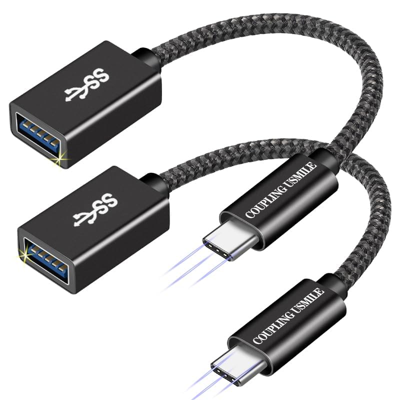 COUPLING USMILE USB C to USB 3.2 Adapter [2pcs Black], Transfer up to 10Gbps, Type C to USB(Male-Female OTG Cable USBC to USB Adapter Compatible…