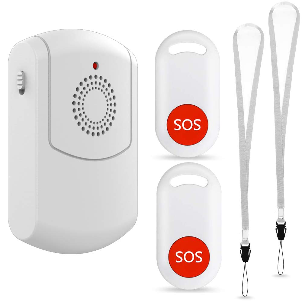 Caregiver Pager Wireless Call Button System Personal Alert Panic Button for Home Elderly Nurses Calling System with Portable Receiver and Emergency