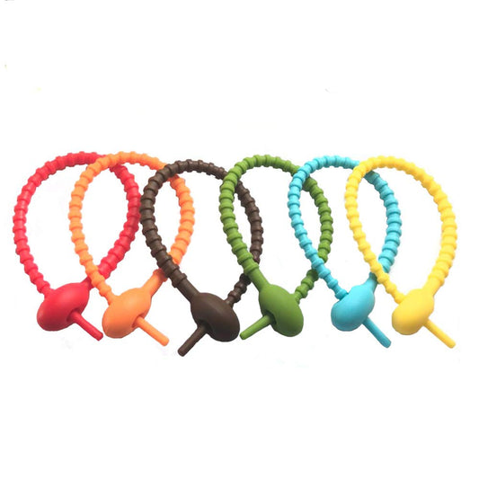 Tangser Colorful All-Purpose Silicone Ties, Multi-use Smart tie, Bag Clip, Bread Tie, Food Saver, Reusable Rubber Twist Tie, Cable Ties, Household