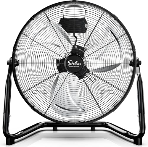 Simple Deluxe Comfort Zone Cradle Floor Fan, 12 Inch 3-Speed High Velocity, 230 Degree Adjustable Tilt, All-Metal, Carry Handle, Rubber Feet,Ideal