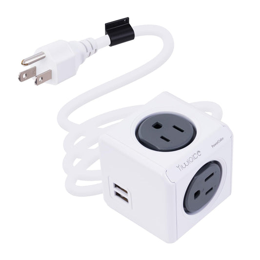 Surge Protector Power Board, 4 - Outlet Extender Multi - Plug Socket with 2 USB Charging Ports, 5 Foot Extension Cord, Installation Base?Suitable