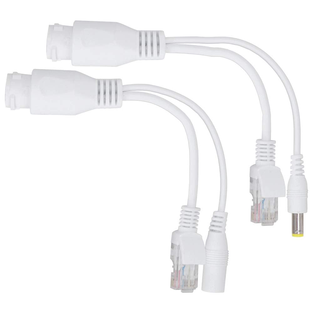 12V PoE Compatibility Adapter, Power Over Ethernet Passive POE Adapter Cable Splitter for Surveillance Camera(White)