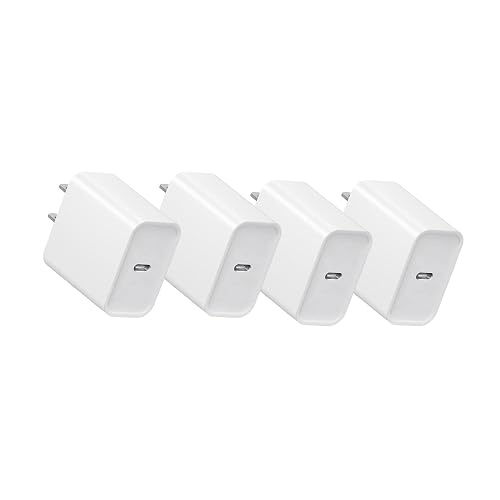 4-Pack, Fast Charger USB C, Type C Ports Plug Wall Charger, Fast Charger Block Compatible with iPhone 17/16/15/15 Pro/15 Pro Max/15 Plus/Samsung