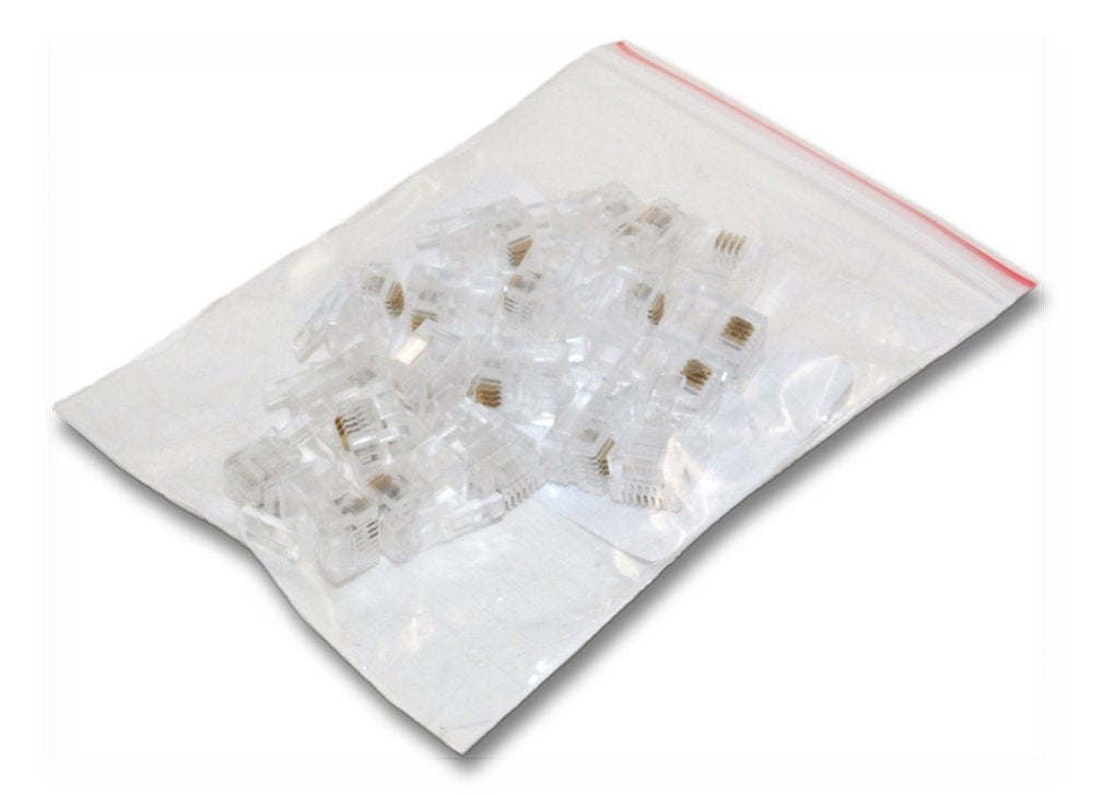 My Cable Mart RJ11 Modular Telephone Plug, (6P4C 4 Conductor/2 Lines, 20 Pack
