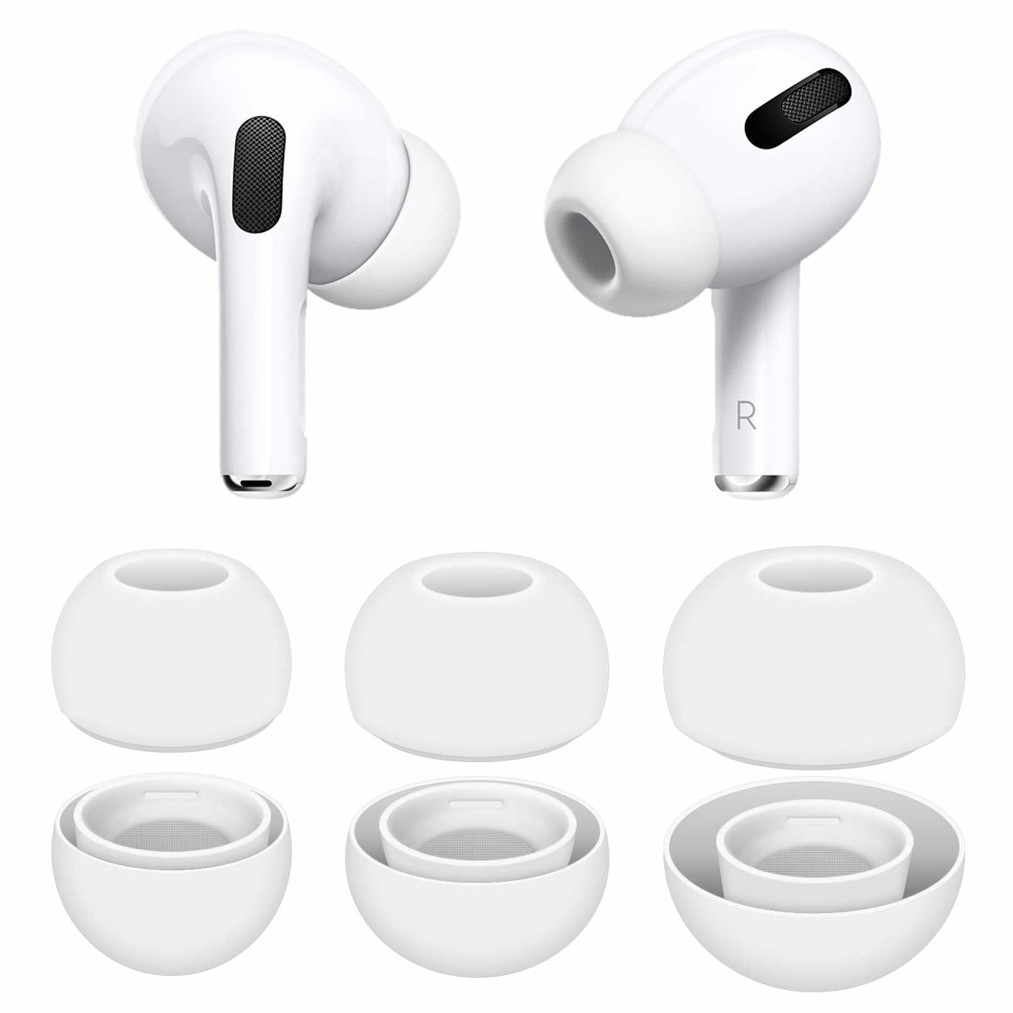3 Pairs Compatible with AirPods Pro 1st 2nd Ear Tips Buds, Small Medium Large 3 Size Replacement Silicone Rubber Eartips Earbuds Gel Accessories