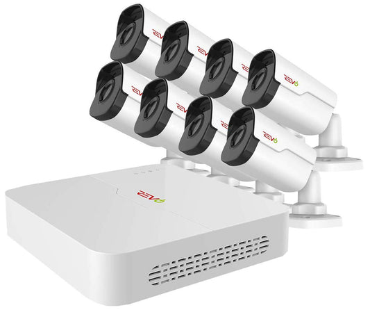 REVO America America Ultra HD 8 Ch. 2TB HDD IP NVR Video Surveillance System, 8 x 4MP IP Bullet Security Cameras - Remote Access via Smart Phone