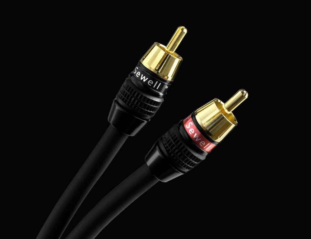 Sewell Deadbolt RCA Plugs, 2 Pairs, Fast-Lock Technology, 24k Gold Plated Speaker Plugs, Premium Solderless SW-32888-2