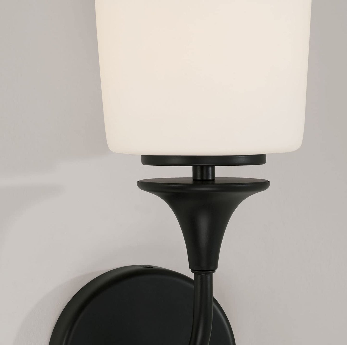 HomePlace by Capital Lighting 648911MB-541 Presley Transitional Rustic Soft White Glass Cone Wall Sconce, 1-Light 100 Watt, 14" H x 6" W, Black