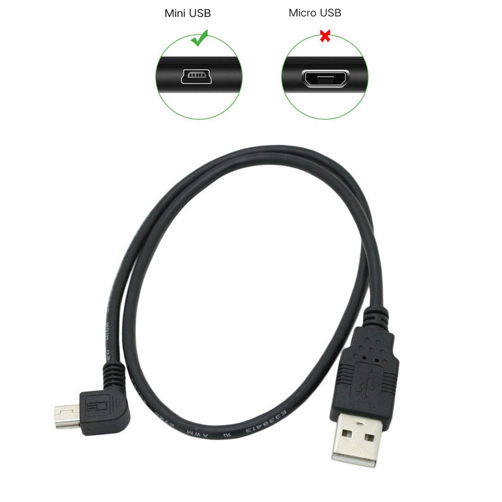 Tivid 1.64feet mini USB Right Angle USB A Male to Mini USB B 5Pin Male Charging Cable Adapter Left Angle Data Charge Sync Cable Mini USB Cable - A
