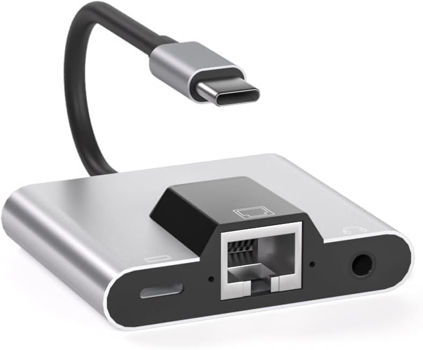 USB to Ethernet Adapter, Type-C to Ethernet USB C to 3.5mm Audio PD Fast Charging LAN Network Adapter Compatible with Laptop Tablet Phone