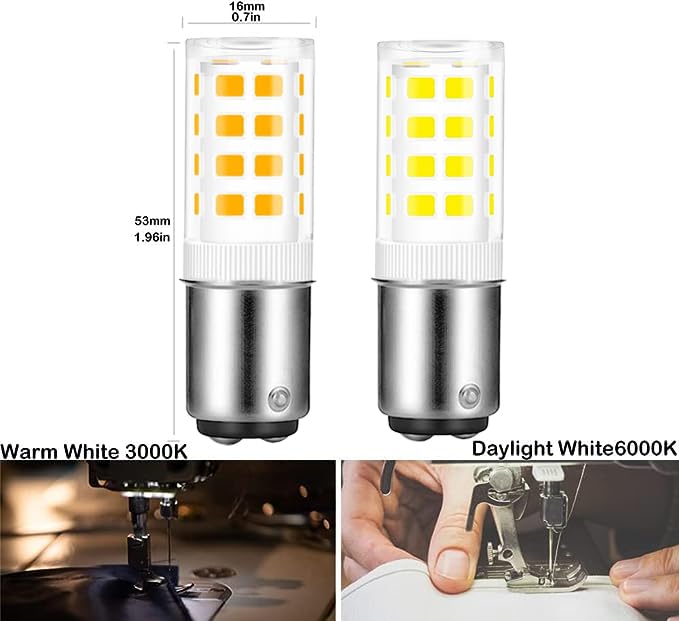 SSXBF BA15D LED Double Contact Bayonet Base 120 Volts 4W Bulb?Daylight 6000K,40W Halogen Replacement Bulb?Sewing Machine Bulbs Pack of 2……