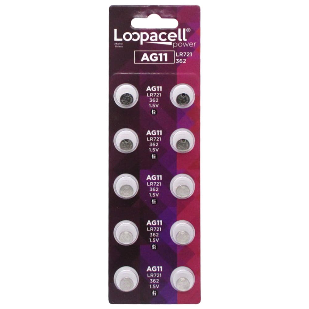 LOOPACELL 10 Pack AG11 LR721 362 V362 D362 GP362 Alkaline Button Cell Battery