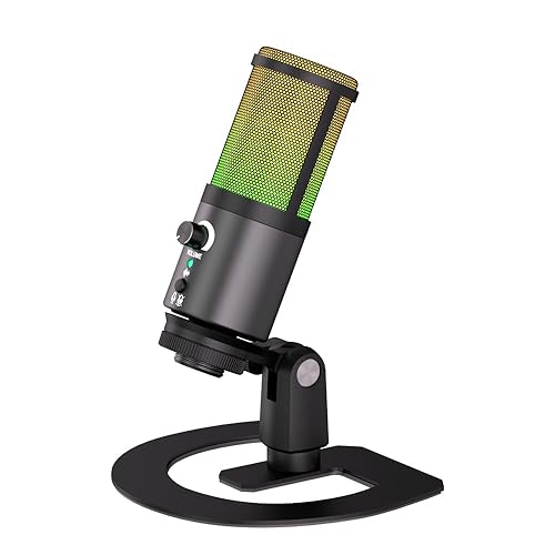 G-MARK MK6 RGB USB Condenser Microphone, Gaming Microphone for Podcasts, Streaming, Broadcasting, Condenser Mic with Cardioid, Omnidirectional