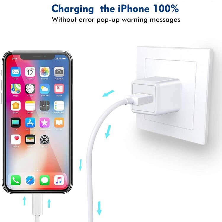 (Apple MFi Certified) iPhone charger 10ft,2Pack 10Foot Long Fast Charging Lightning Cord Cable 2Pack USB Wall Charger Travel Plug Adapter Box