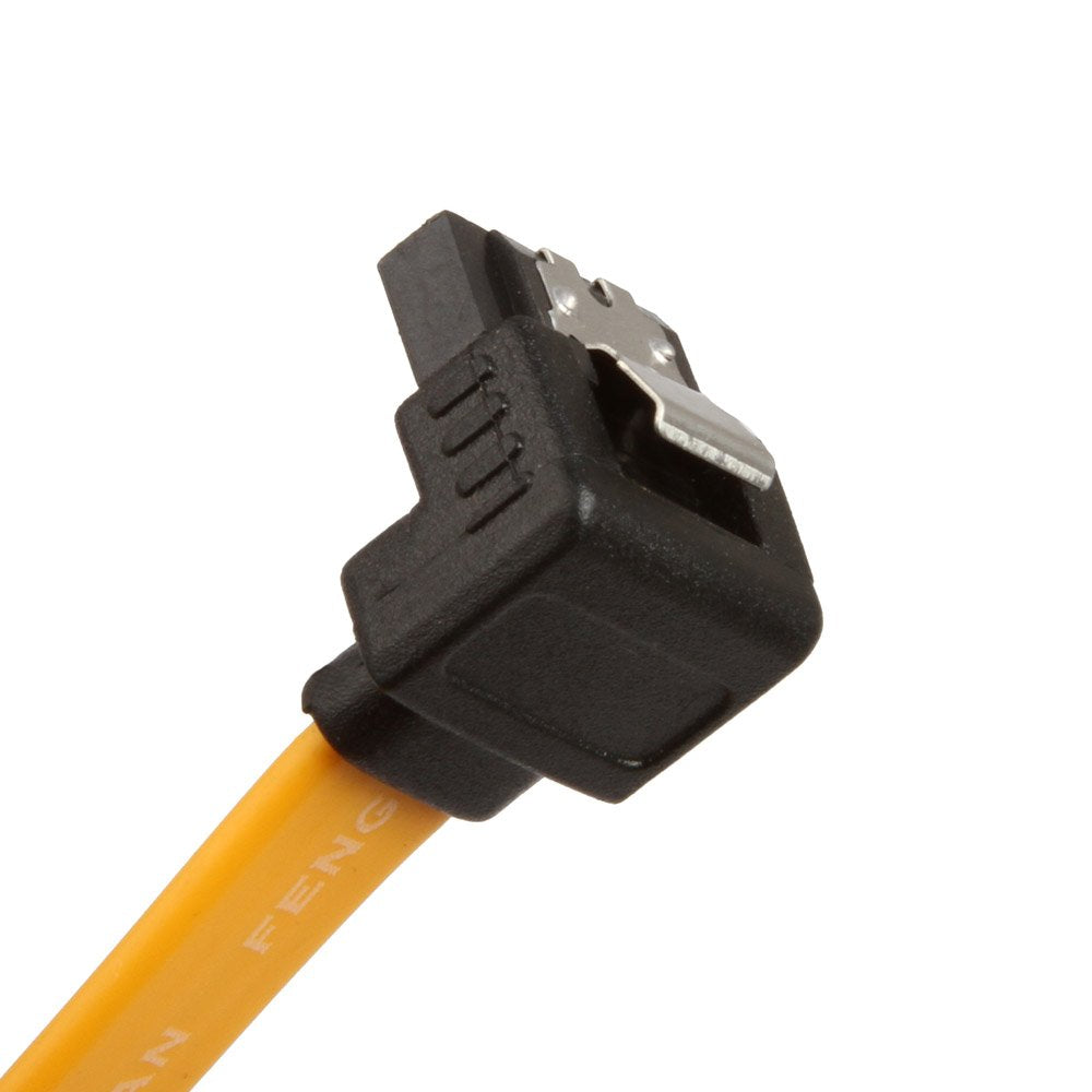 LINESO 2Pack 90 Degree Right-Angle SATA III Cable 6.0 Gbps with Locking Latch 32Inch Yellow