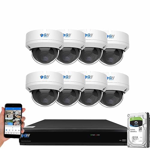 GW Security 8MP 4K Security Camera System with AI Face/Human/Vehicle Detection, 8 Channel DVR and 8 x 8MP Outdoor/Indoor HD-TVI Coaxial CCTV Dome