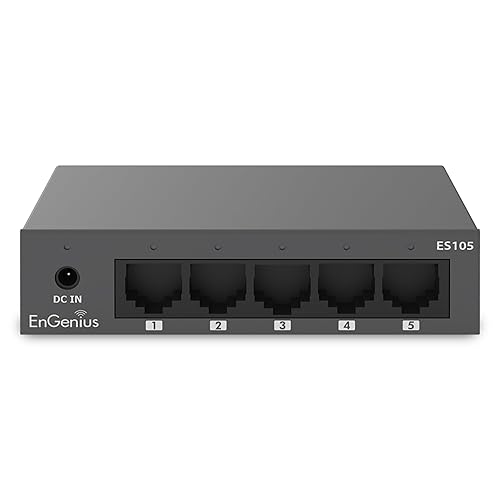 EnGenius 5-Port Gigabit Unmanaged Switch (ES105) | 5X GE Ports high-Speed Connections | Plug and Play | fanless Silent Operation | IEEE 802.3az Energy