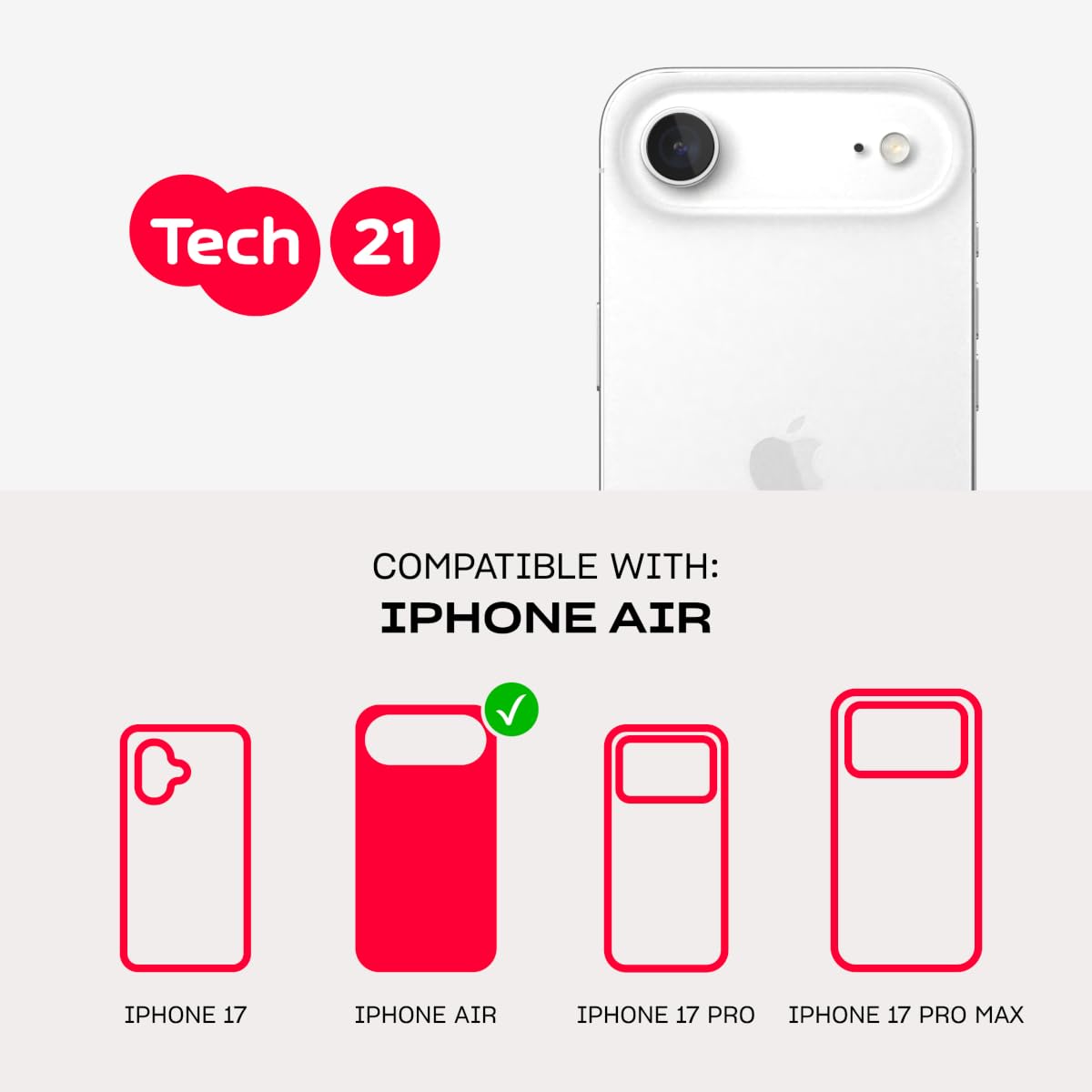 Tech21 EvoClear Case for iPhone 17 Air - Clear | Slim Protective Case | Impact Protection | Wireless Charging Compatible