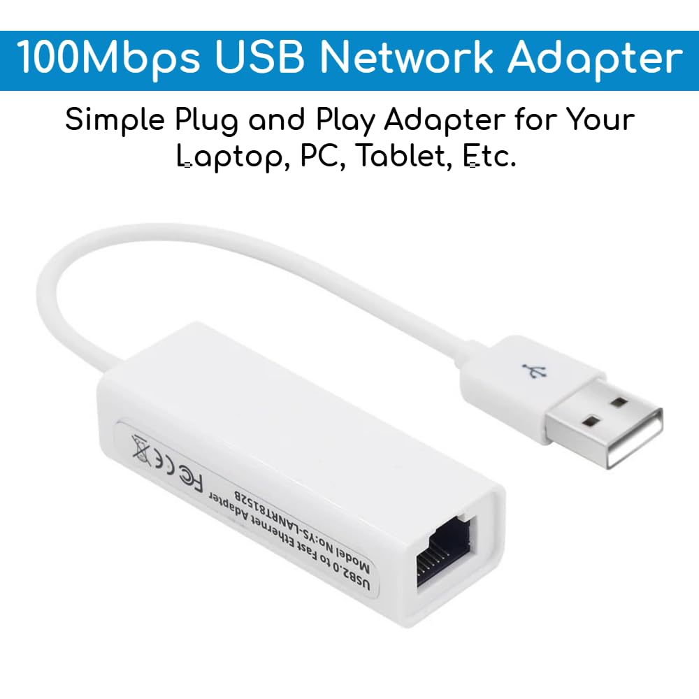 KUJOBUY USB to Ethernet Adapter RJ45 to USB Network Adapter Compatible Windows 7 to 11 Linux, macOS LAN Network Connector for PC Laptop USBA to RJ45