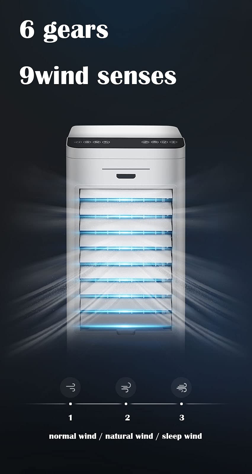 Warm and Cold Tower Fan with 7L Capacity Water Tank Include Ice Crystal Boxes Oscillating with Remote Control and Touch Control 3 Speed Setting