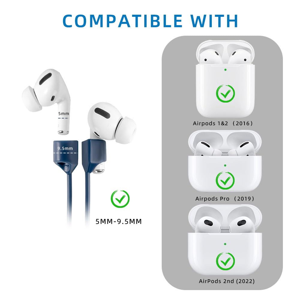 Magnetic Anti-Lost Straps for AirPods,4 Pack Ultra Strong Magnetic AirPods Strap Anti-Lost Neck Rope Cord,Soft Silicone Sports Lanyard Compatible…