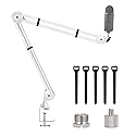 BOMGE Microphone Boom Arm Mic Stand Adjustable Clip Studio Suspension Scissor Arm Mount for Blue Snowball, ICE, Blue Yeti,Radio Broadcasting and Game