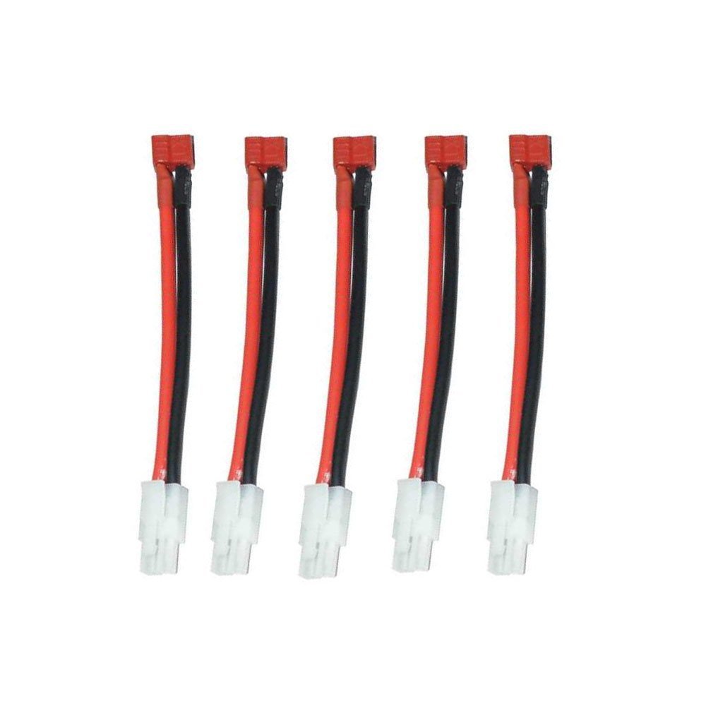 Yiqigou 5-Pack Deans Style T-Plug Female Connector to BigStyleTamiya Plug Male Connector Adapter Lead with 5CM 16AWG Cable for RC ESC Speed Controller