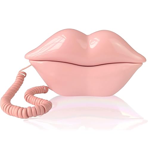 Landline Phones for Home, TelPal Corded Lip Phone, Retro Desktop Home Phone, Analog Novelty Mouth Telephone