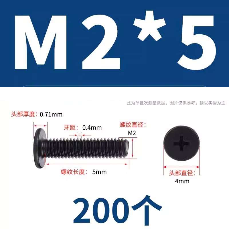 M2x5(200pcs) Computer Screws,Screws for Computer,Electronics,M1/M1.2/M1.4/M1.6/M3 Screw,Micro Screws,Mini Screws Assortment Kit for Computer