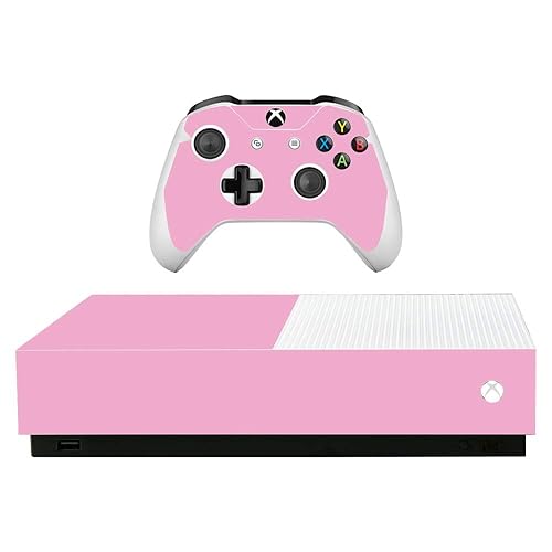 MightySkins Skin for Microsoft Xbox One S All-Digital Edition - Solid Pink | Protective, Durable, and Unique Vinyl Decal wrap Cover | Easy to Apply